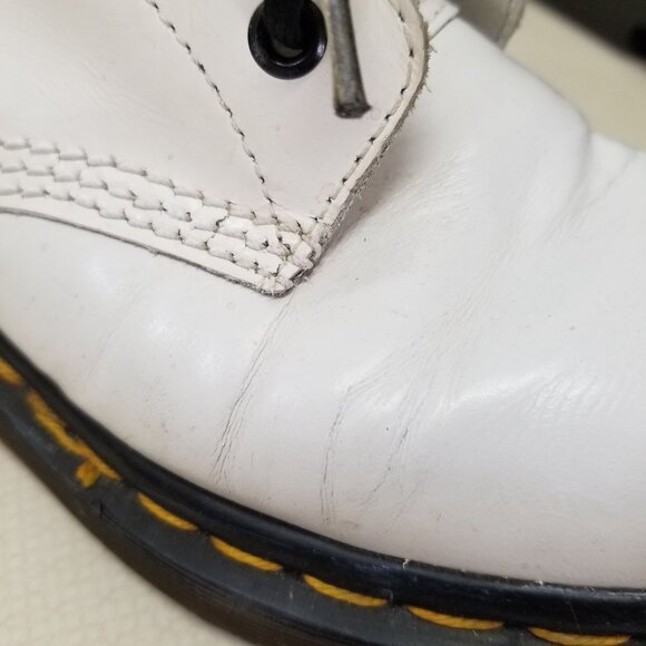 Doc Dr Marten UK5 White Chunky Boots Lace Up Lug Sole MIE High Tops US7 - Picture 11 of 13